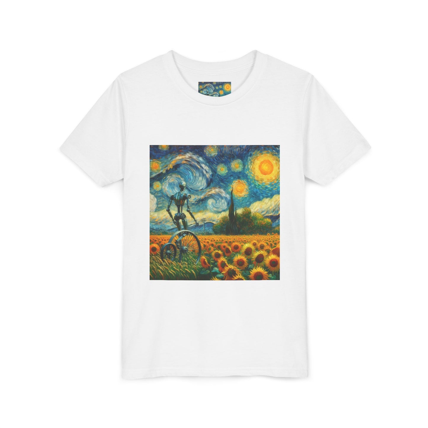 Youth Artistic Tee with Sunflower Design, Kids Summer Top, Unique Gift for Birthdays, Art Lover Apparel, Casual Wear