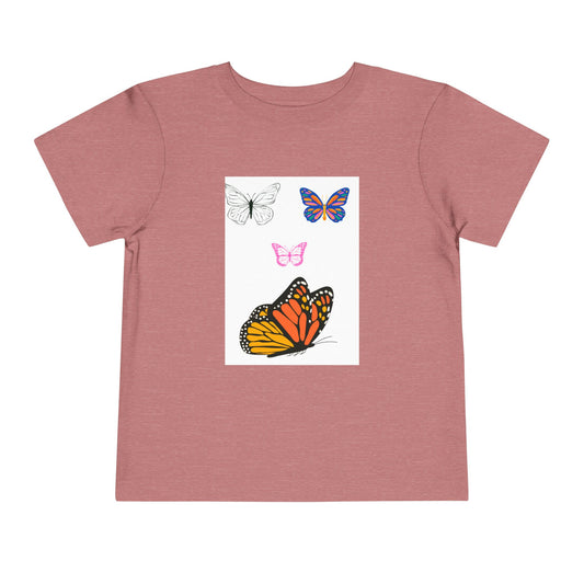 Butterfly Toddler Tee, Cute Kids Shirt, Summer Outfit, Nature Lover Gift, Playful Apparel for Little Ones, Butterfly Design T-Shirt