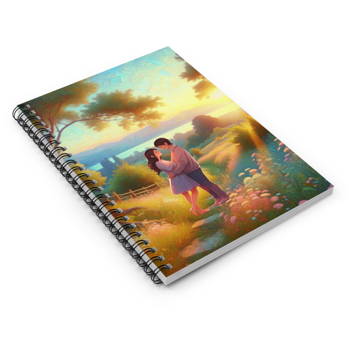 Romantic Spiral Notebook - Ruled Line, Love Journal, Couples Diary, Gift for Her, Nature Sketchbook, Floral Stationery