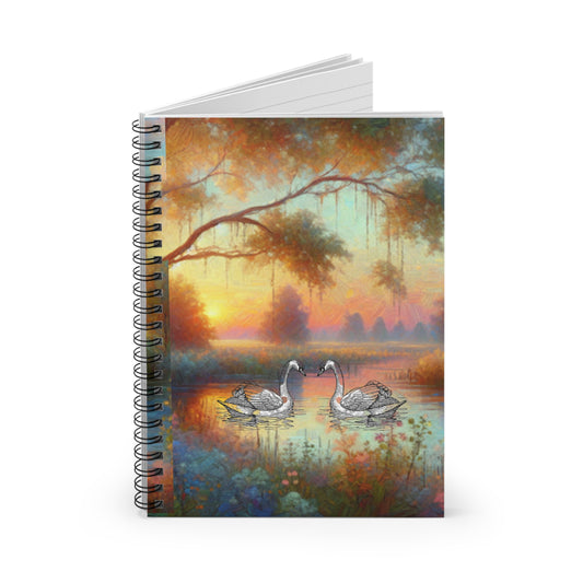 Gorgeous Swan Spiral Notebook, Artistic Journal, Nature Lover's Gift, Cute Stationery, Writing Pad, Floral Decor