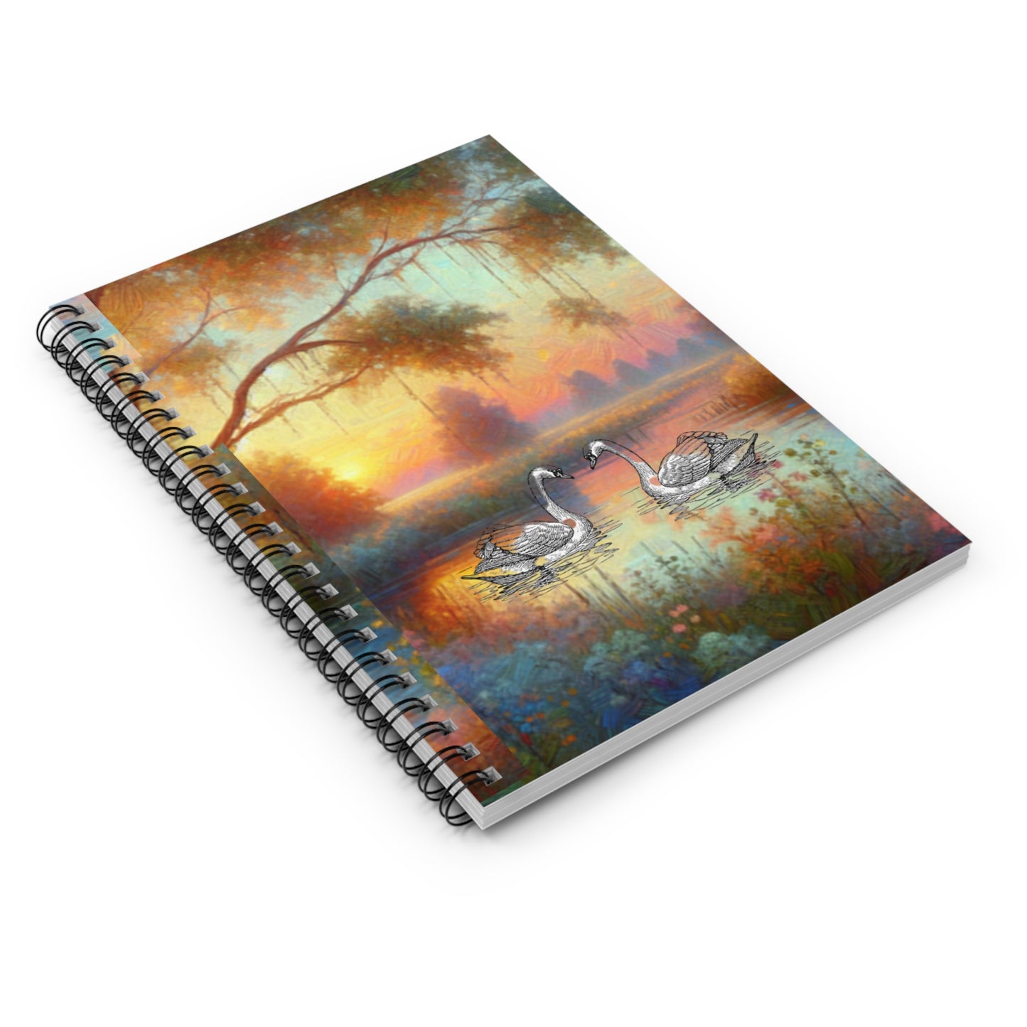 Gorgeous Swan Spiral Notebook, Artistic Journal, Nature Lover's Gift, Cute Stationery, Writing Pad, Floral Decor