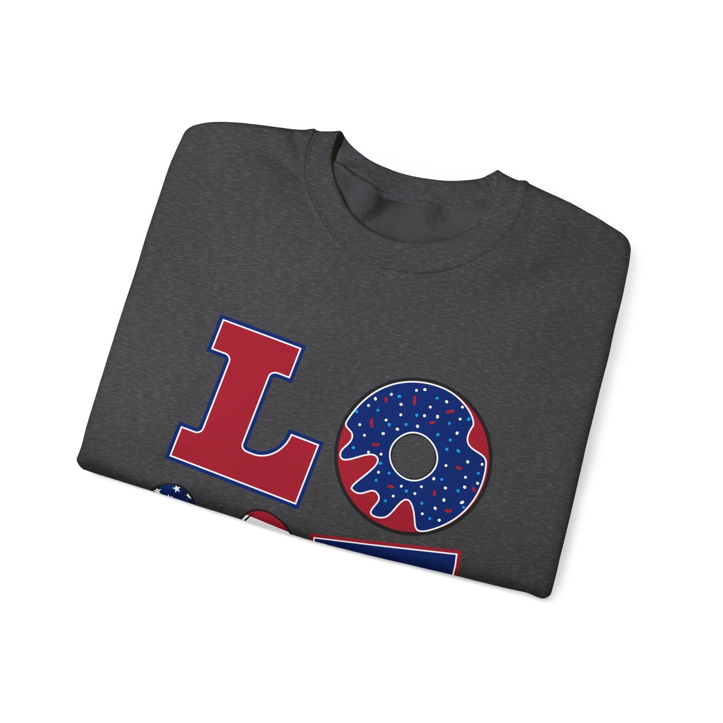 Patriotic Love Sweatshirt, Unisex Crewneck, July 4th Celebration Gear, Casual Fall Fashion, Gift for Him and Her