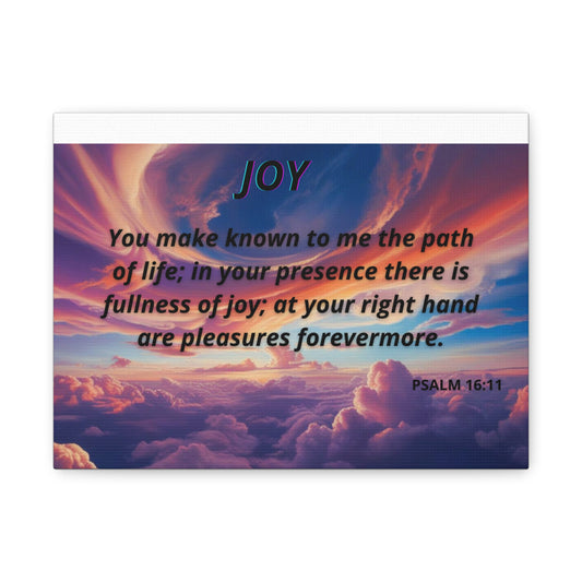 Inspirational Wall Canvas - 'Joy' Psalm 16:11