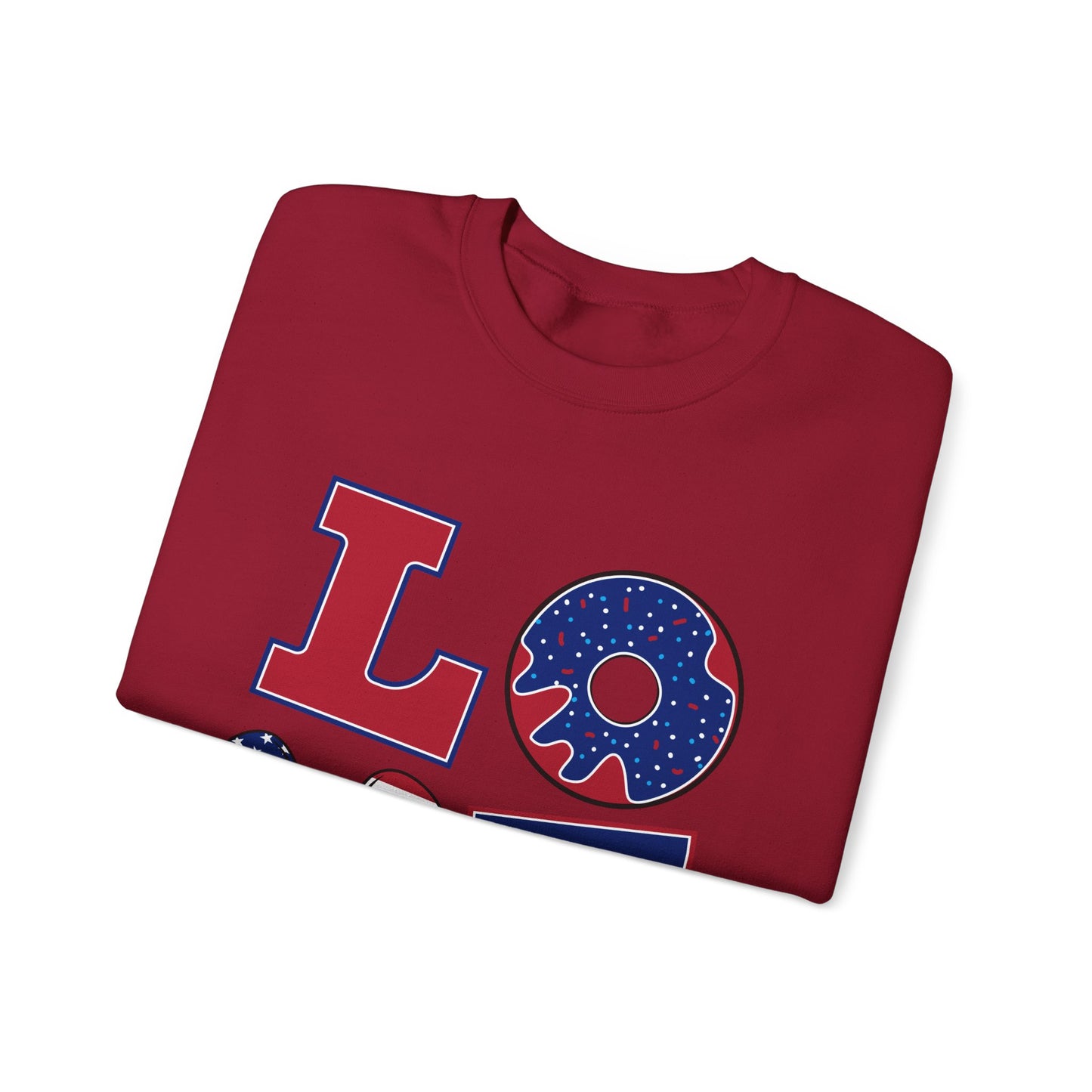Patriotic Love Sweatshirt, Unisex Crewneck, July 4th Celebration Gear, Casual Fall Fashion, Gift for Him and Her
