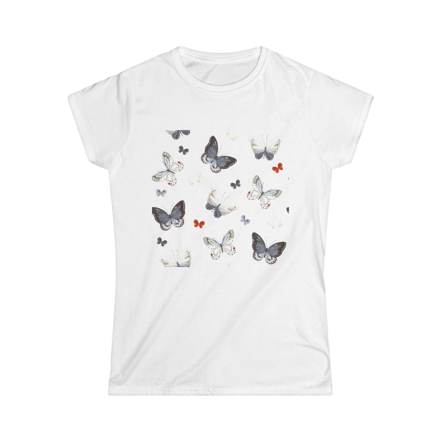 Butterfly Print Women's Softstyle Tee - Perfect for Spring & Summer Fashion