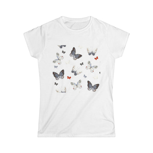 Butterfly Print Women's Softstyle Tee - Perfect for Spring & Summer Fashion