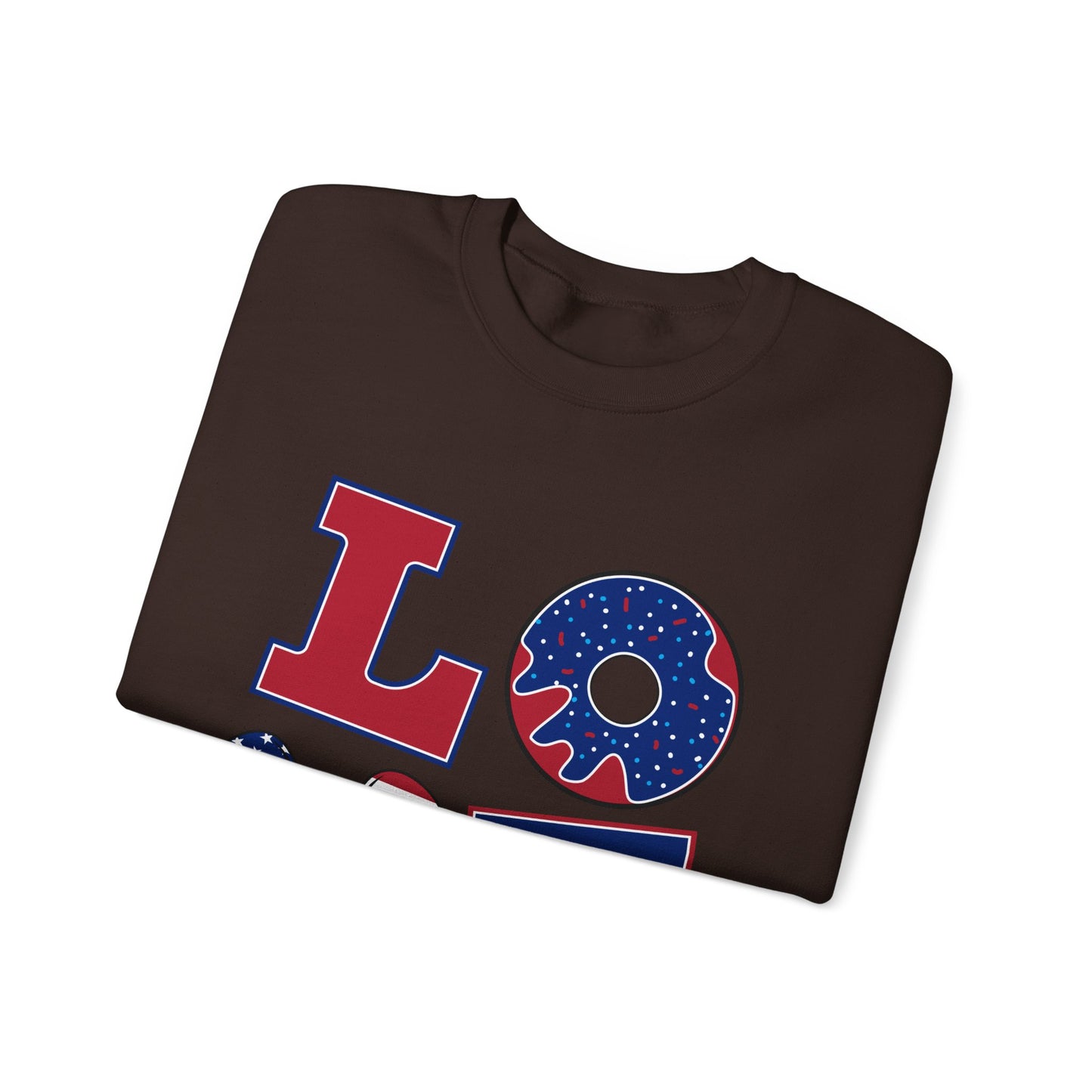 Patriotic Love Sweatshirt, Unisex Crewneck, July 4th Celebration Gear, Casual Fall Fashion, Gift for Him and Her