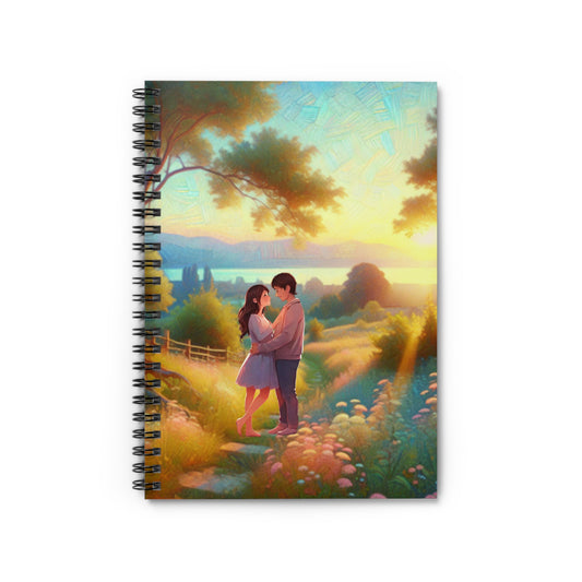Romantic Spiral Notebook - Ruled Line, Love Journal, Couples Diary, Gift for Her, Nature Sketchbook, Floral Stationery