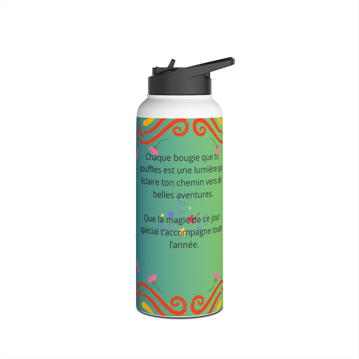 Colorful Birthday Celebration Water Bottle, Fun Hydration Gift for Kids and Adults, Personalized Party Supplies, Eco-Friendly Drinkware