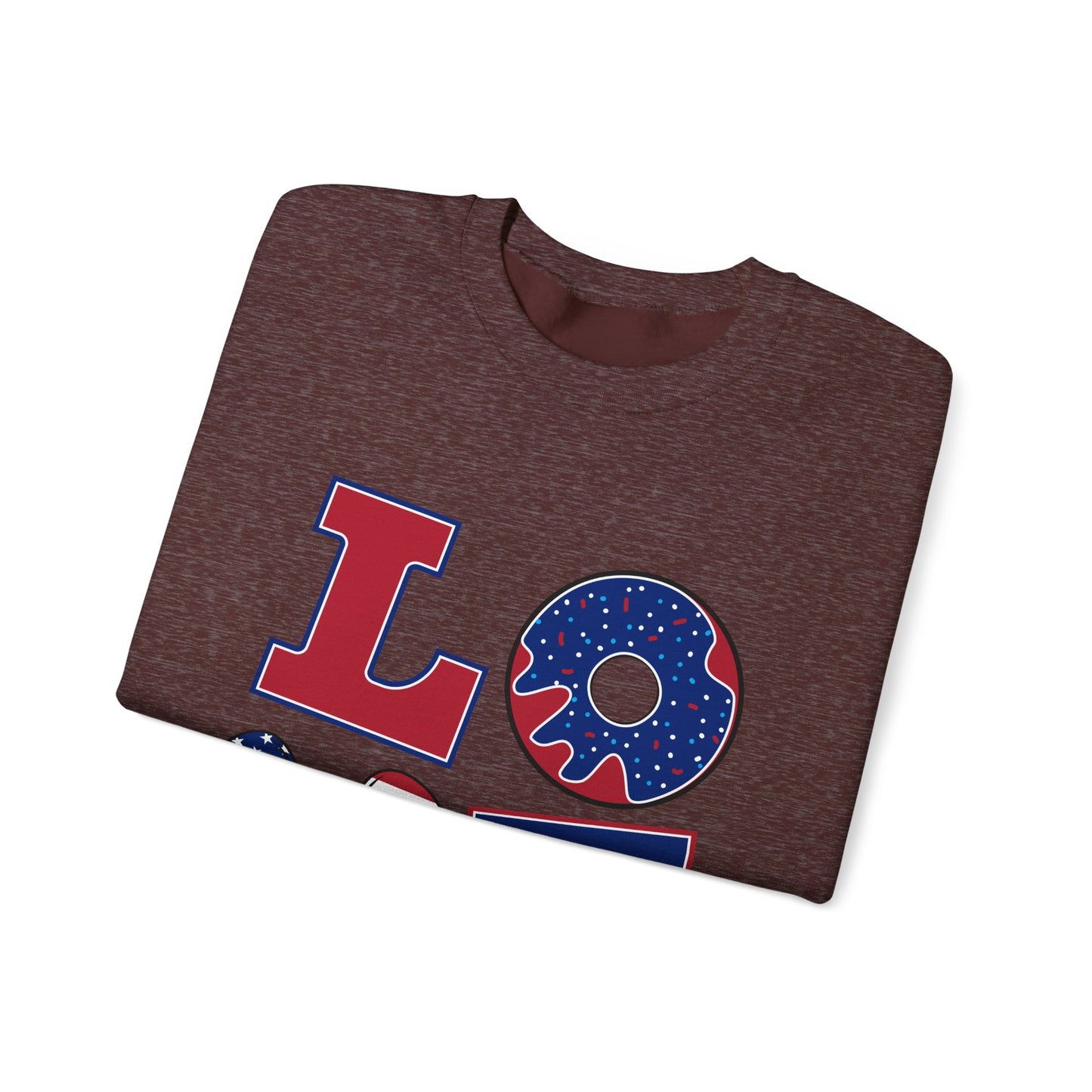 Patriotic Love Sweatshirt, Unisex Crewneck, July 4th Celebration Gear, Casual Fall Fashion, Gift for Him and Her