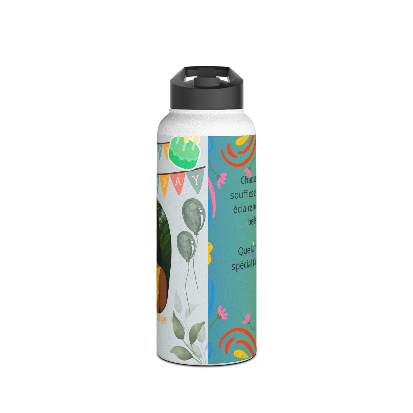 Colorful Birthday Celebration Water Bottle, Fun Hydration Gift for Kids and Adults, Personalized Party Supplies, Eco-Friendly Drinkware