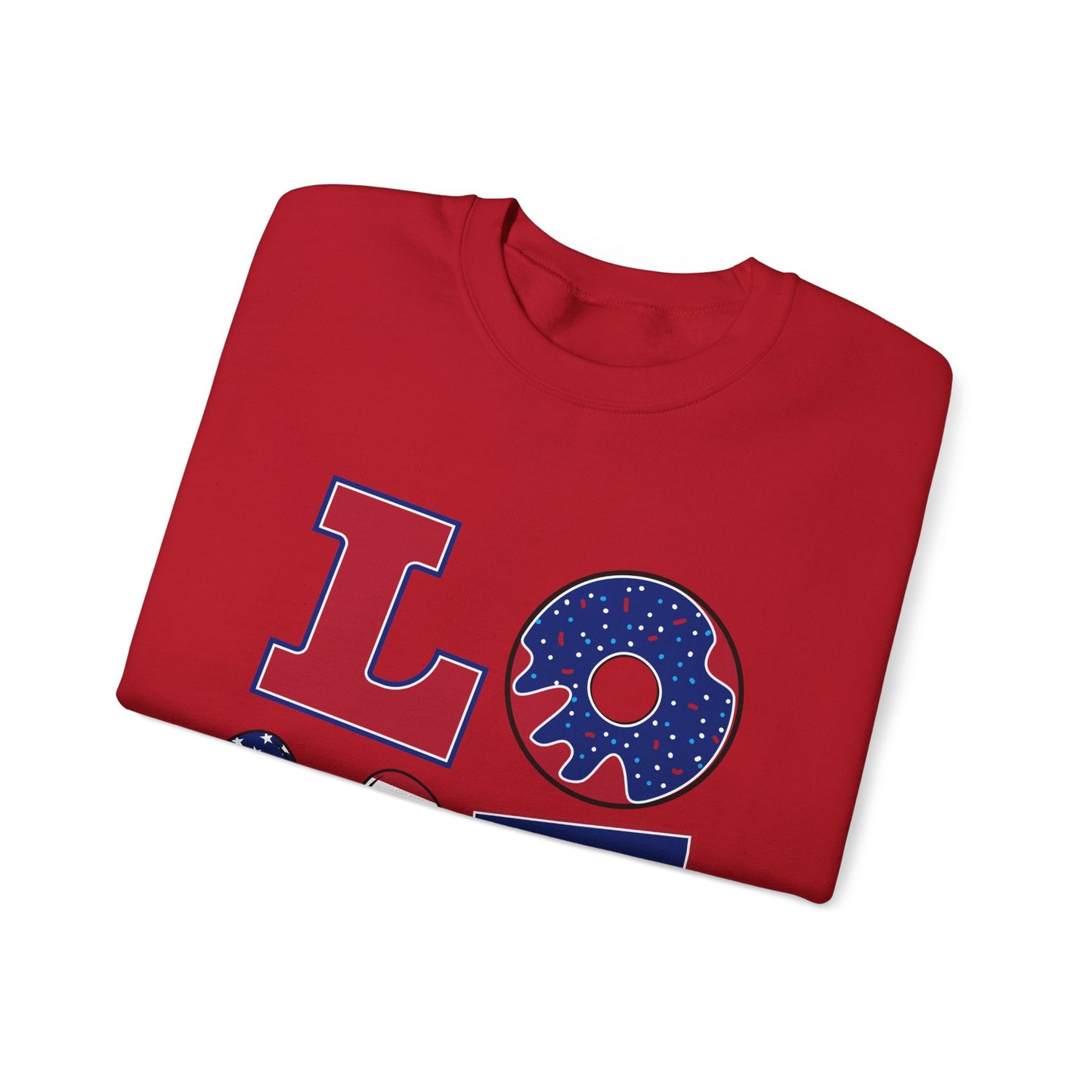 Patriotic Love Sweatshirt, Unisex Crewneck, July 4th Celebration Gear, Casual Fall Fashion, Gift for Him and Her