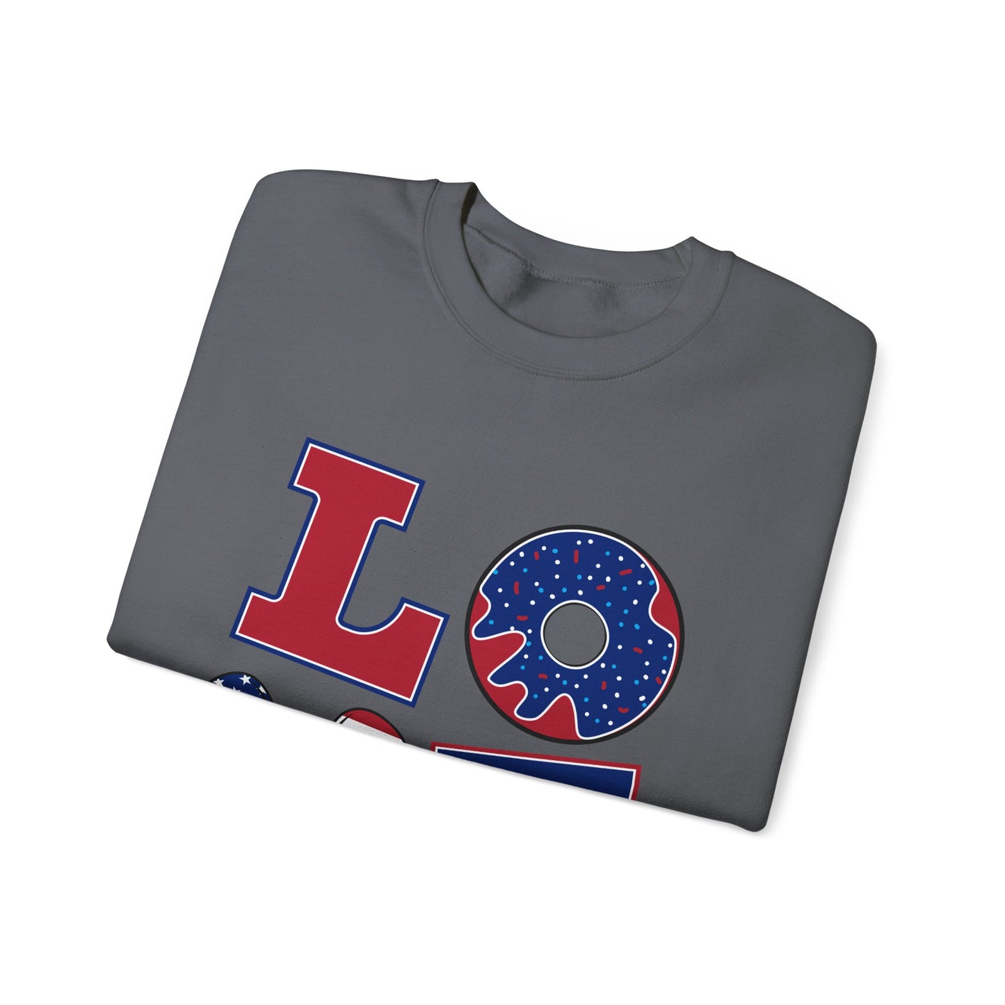 Patriotic Love Sweatshirt, Unisex Crewneck, July 4th Celebration Gear, Casual Fall Fashion, Gift for Him and Her