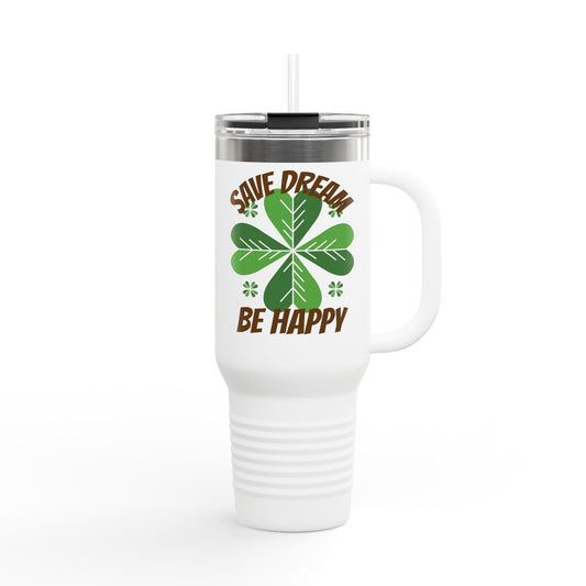 St. Patrick's Day Insulated Travel Mug, 40oz - Save Dream Be Happy - Perfect for Coffee Lovers, Gift for Friends, Eco-Friendly [...]