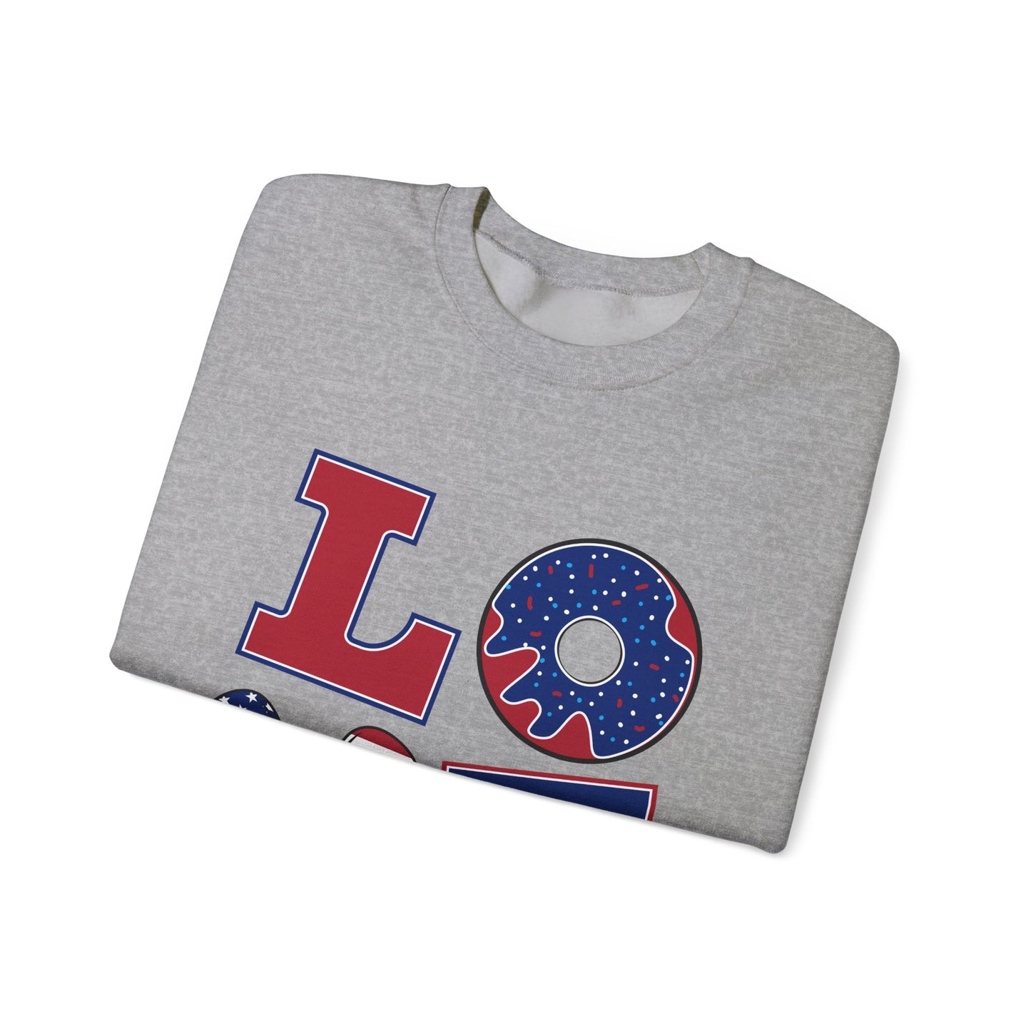 Patriotic Love Sweatshirt, Unisex Crewneck, July 4th Celebration Gear, Casual Fall Fashion, Gift for Him and Her