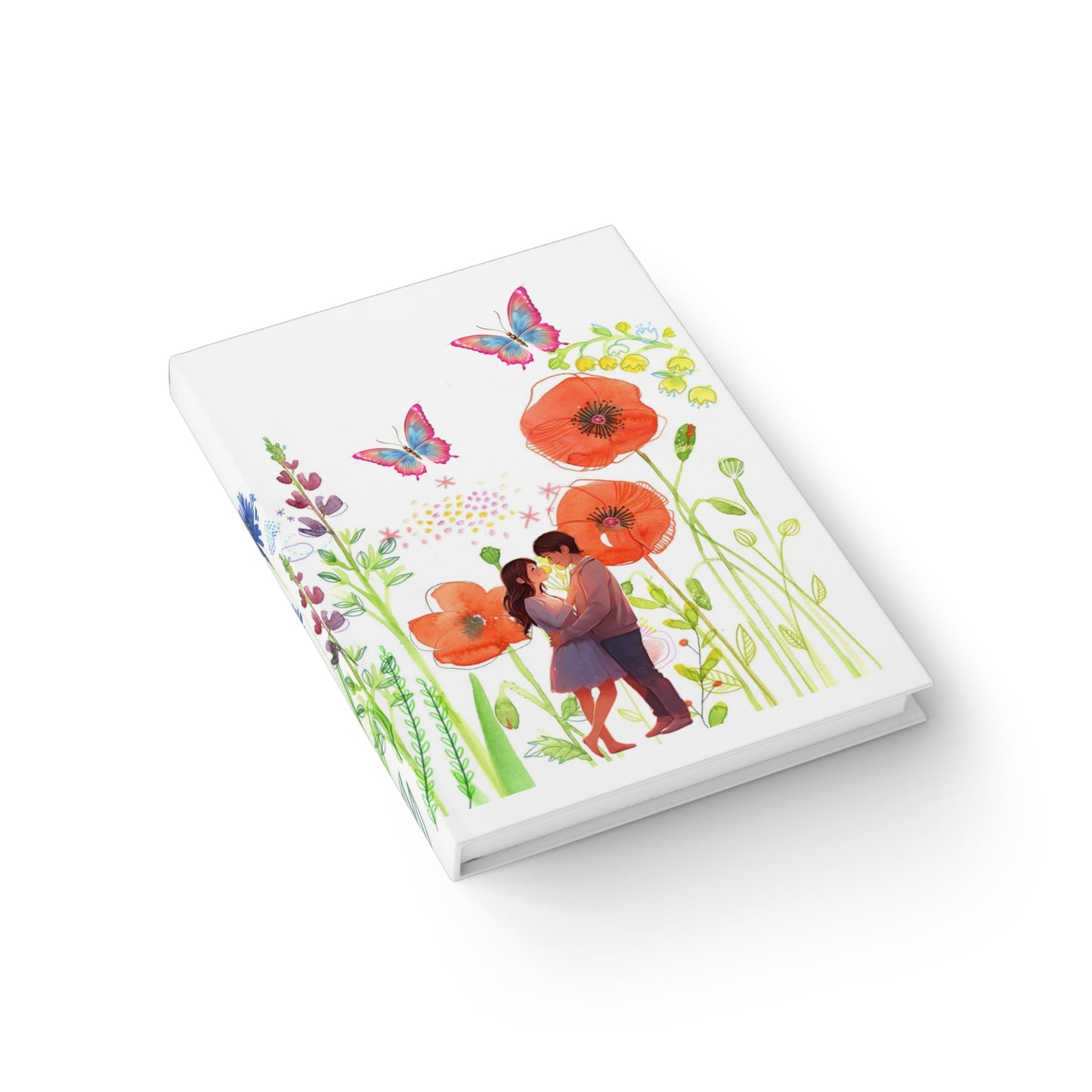 Romantic Floral Journal, Cute Love Notebook, Nature-Inspired Diary, Butterfly Sketchbook, Gift for Couples