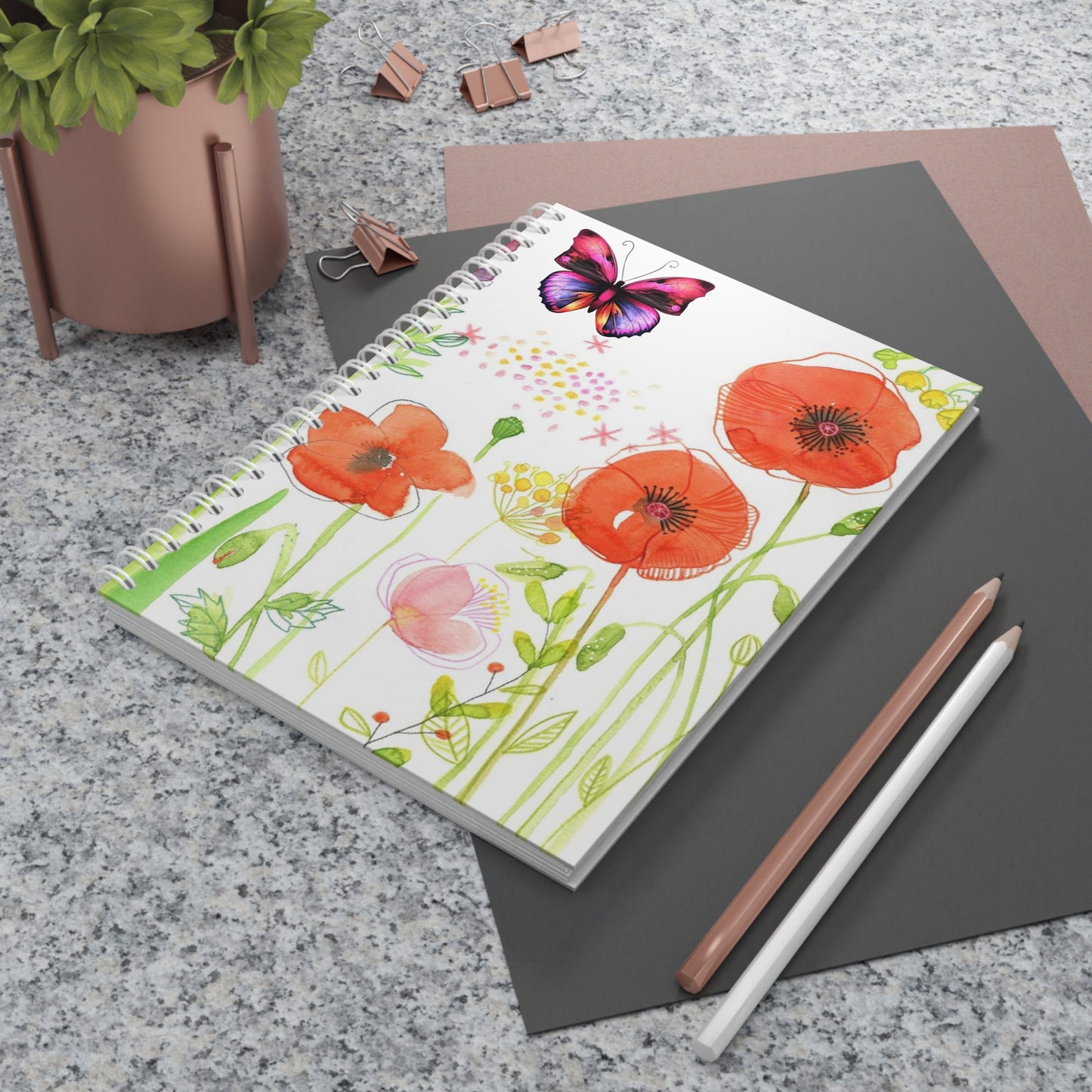 Floral Butterfly Spiral Notebook | Beauty in Bloom, Journal, Gift for Her, School Supplies, Eco-Friendly Stationery