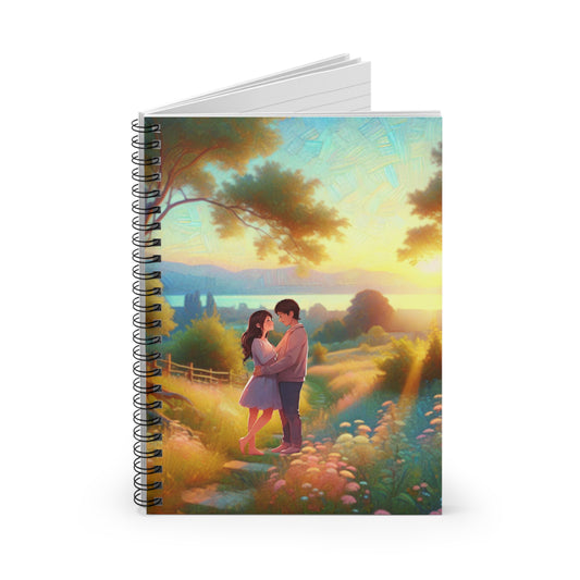 Romantic Spiral Notebook - Ruled Line, Love Journal, Couples Diary, Gift for Her, Nature Sketchbook, Floral Stationery