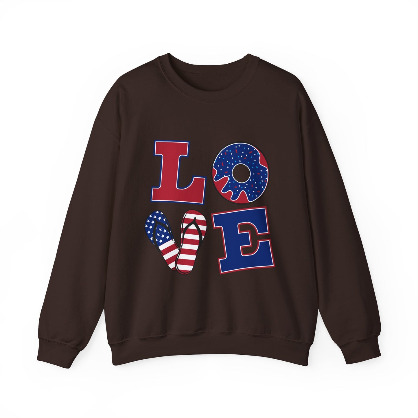 Patriotic Love Sweatshirt, Unisex Crewneck, July 4th Celebration Gear, Casual Fall Fashion, Gift for Him and Her