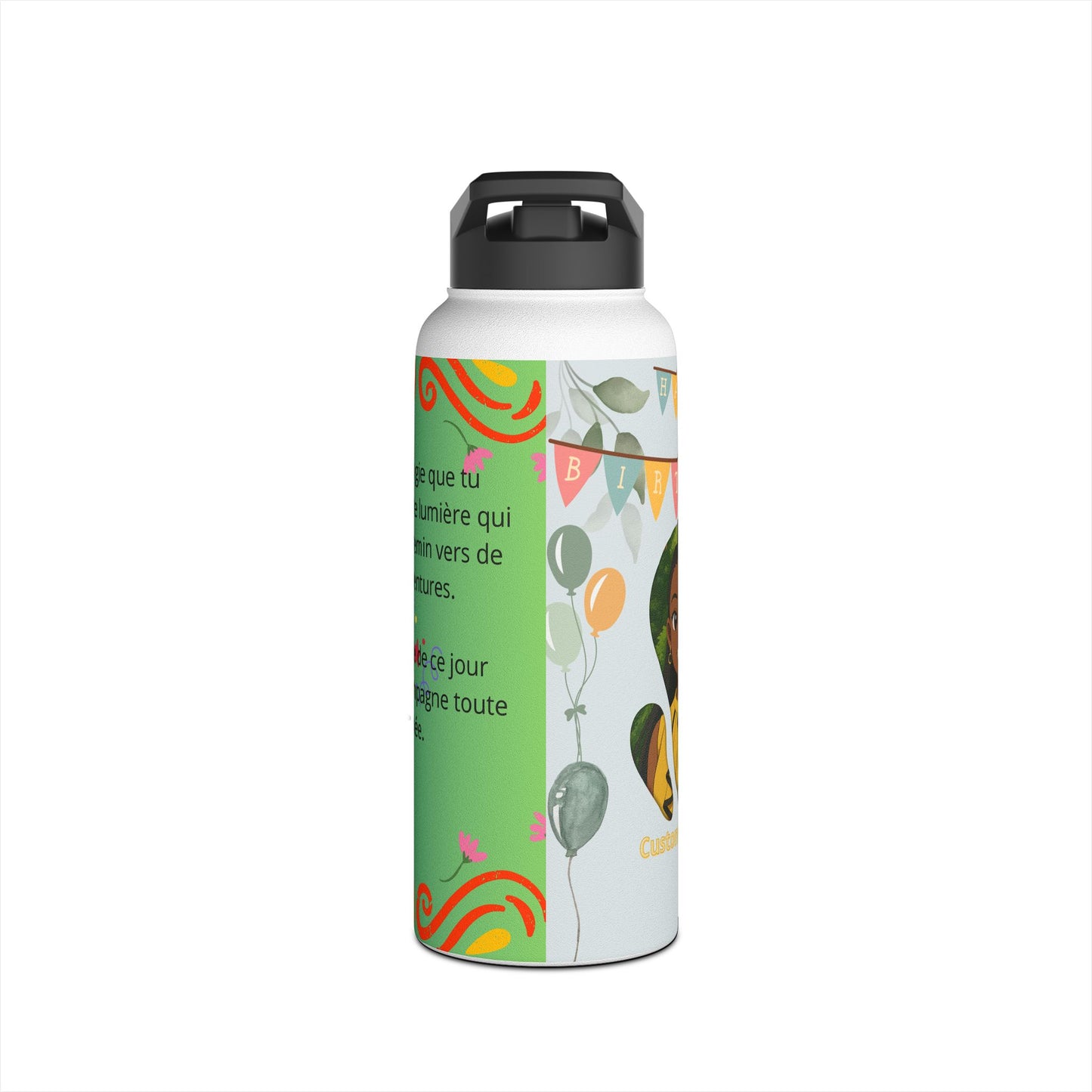 Colorful Birthday Celebration Water Bottle, Fun Hydration Gift for Kids and Adults, Personalized Party Supplies, Eco-Friendly Drinkware