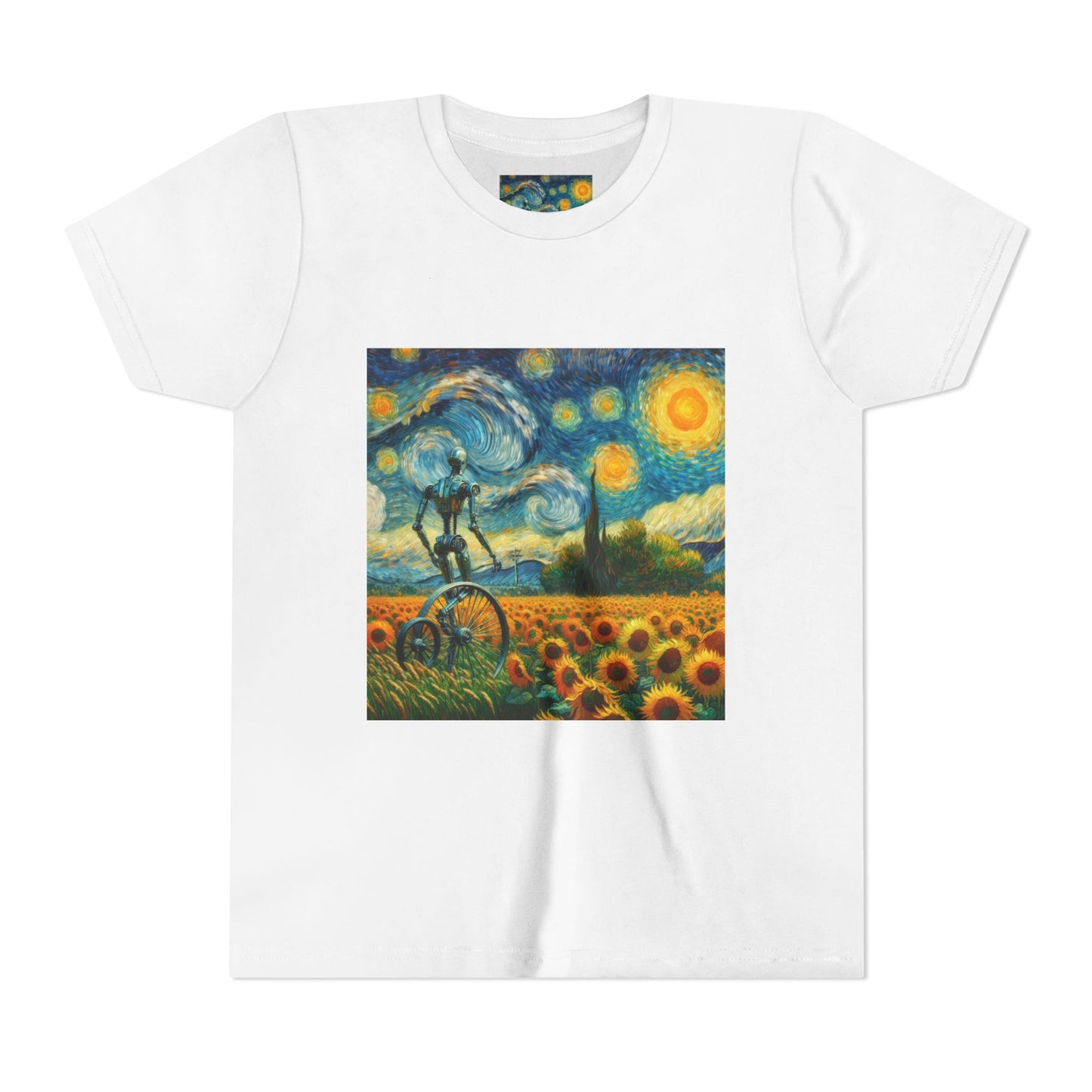 Youth Artistic Tee with Sunflower Design, Kids Summer Top, Unique Gift for Birthdays, Art Lover Apparel, Casual Wear