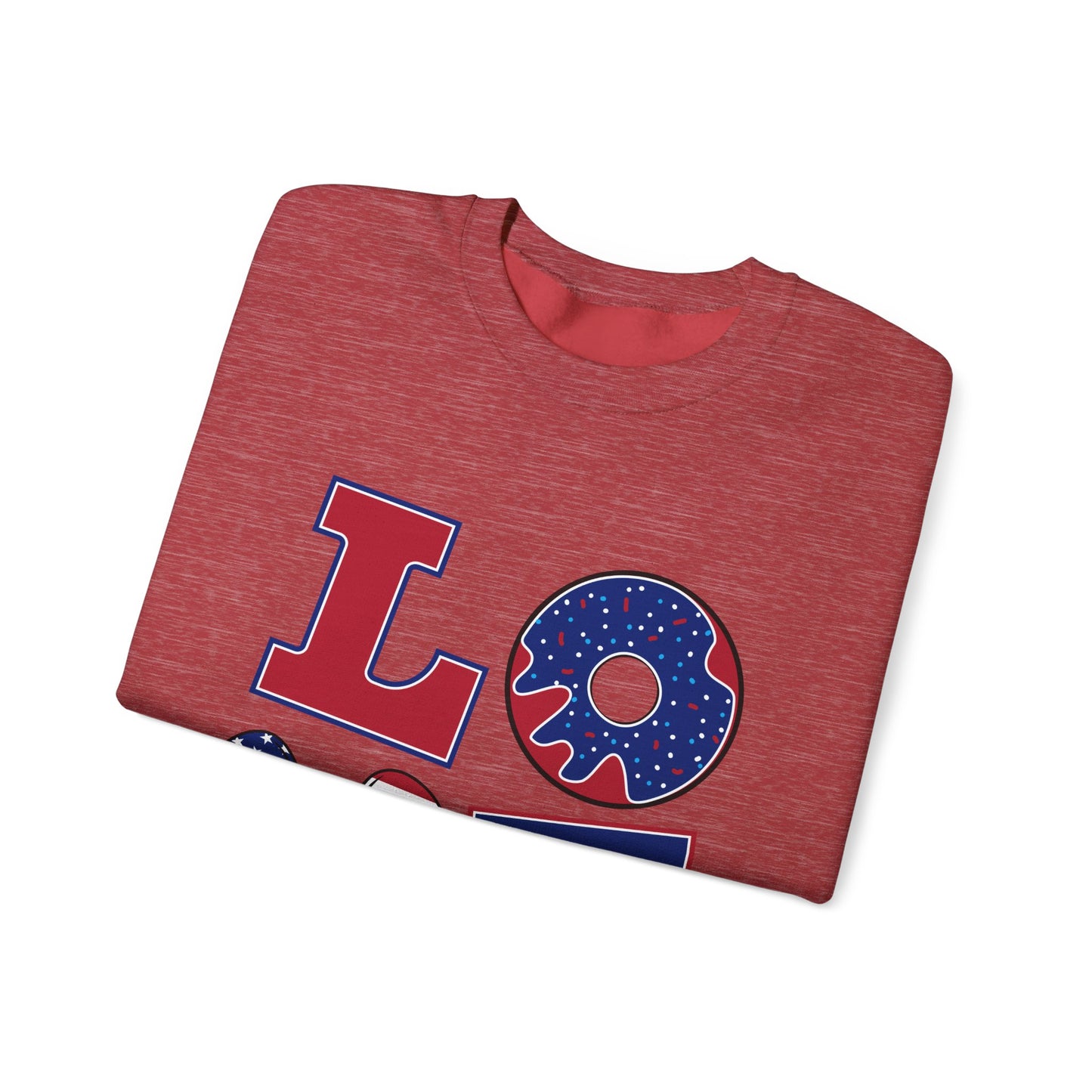 Patriotic Love Sweatshirt, Unisex Crewneck, July 4th Celebration Gear, Casual Fall Fashion, Gift for Him and Her