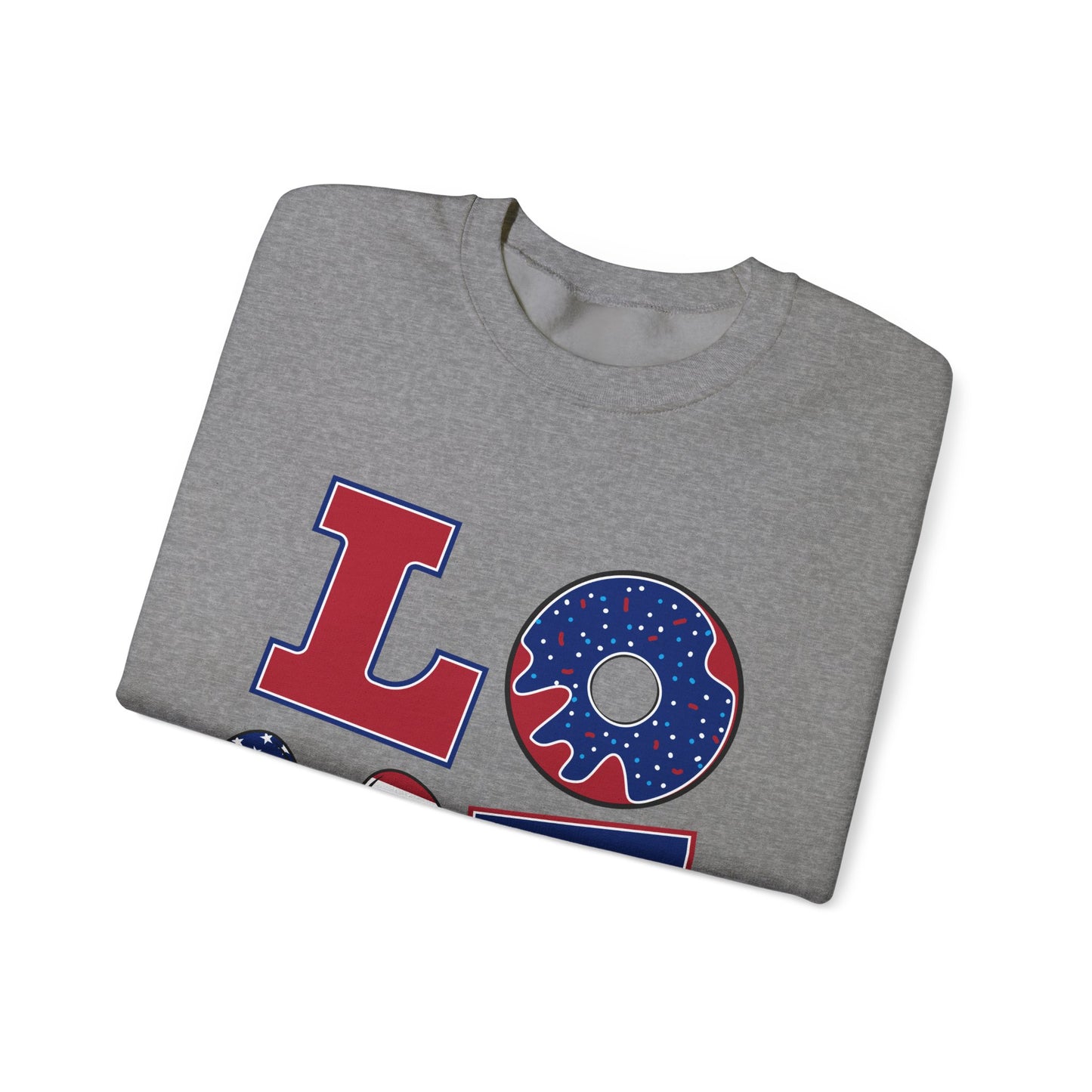 Patriotic Love Sweatshirt, Unisex Crewneck, July 4th Celebration Gear, Casual Fall Fashion, Gift for Him and Her