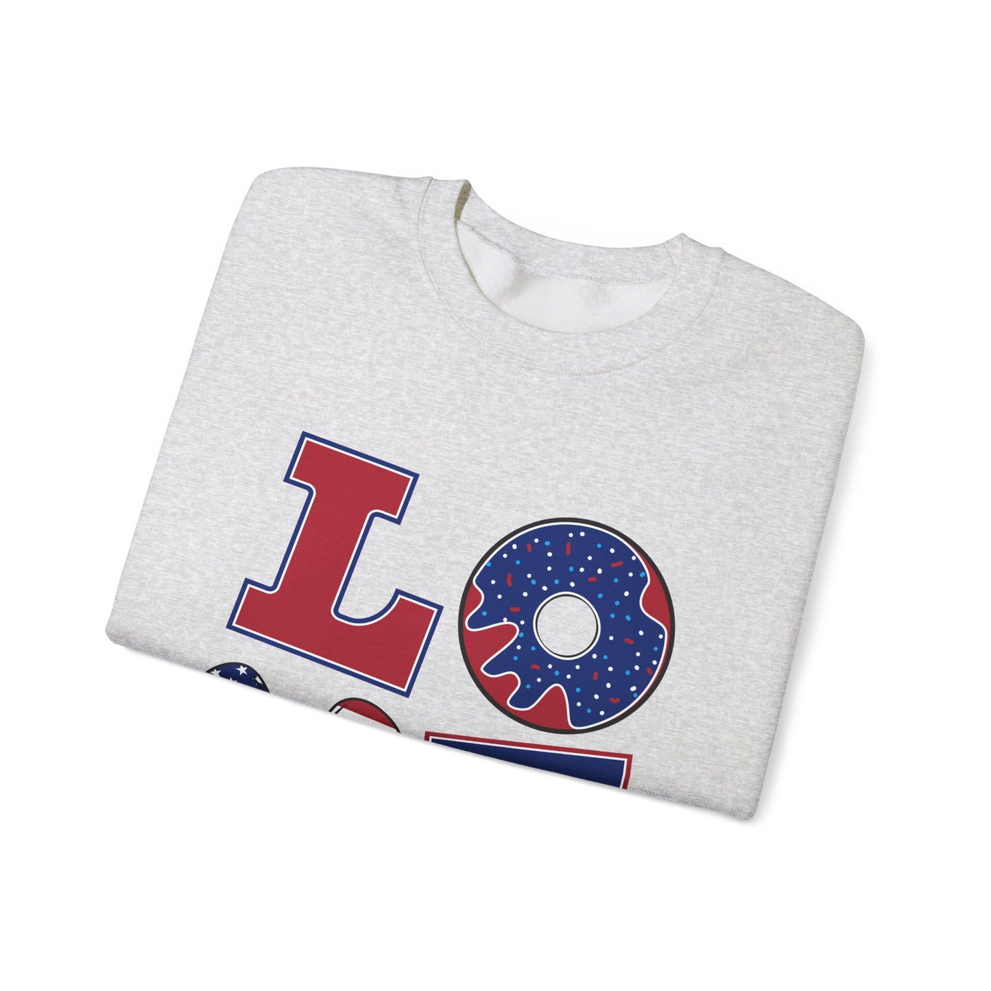 Patriotic Love Sweatshirt, Unisex Crewneck, July 4th Celebration Gear, Casual Fall Fashion, Gift for Him and Her