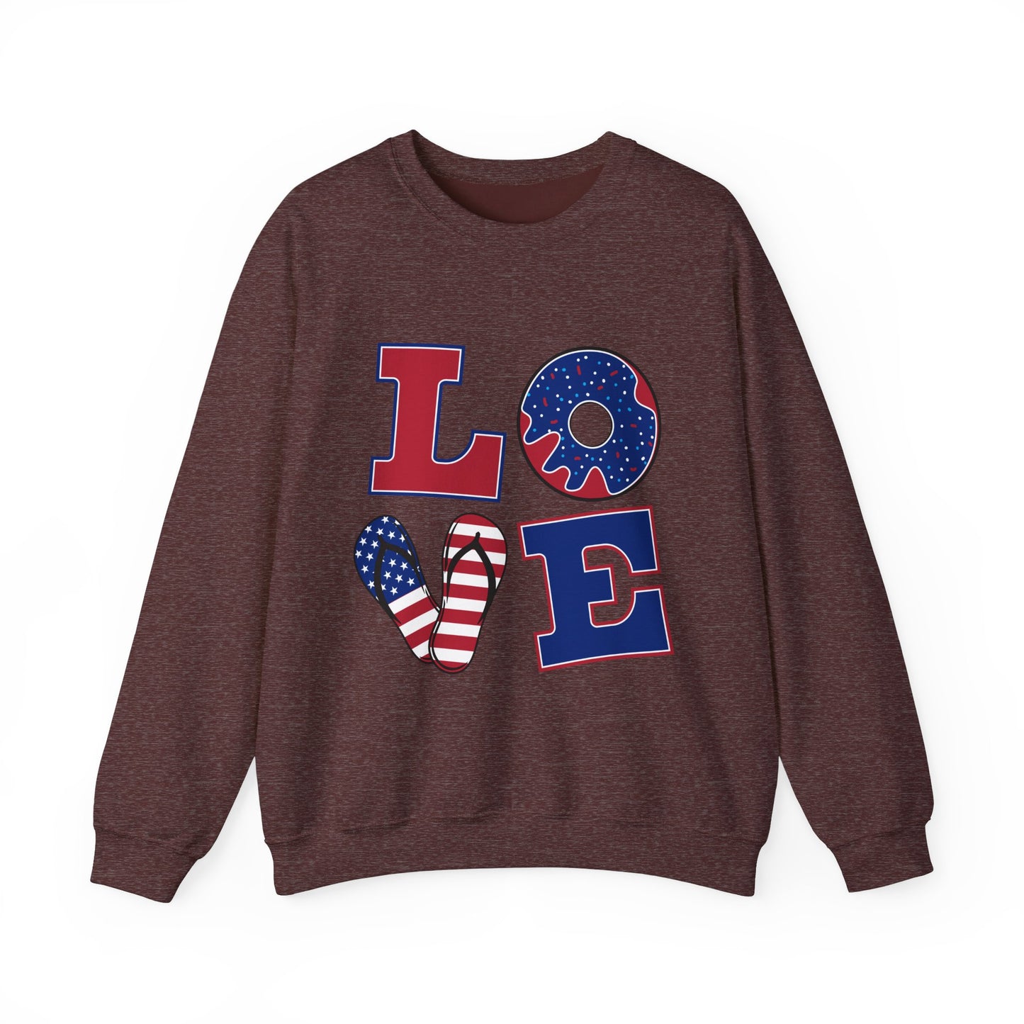Patriotic Love Sweatshirt, Unisex Crewneck, July 4th Celebration Gear, Casual Fall Fashion, Gift for Him and Her
