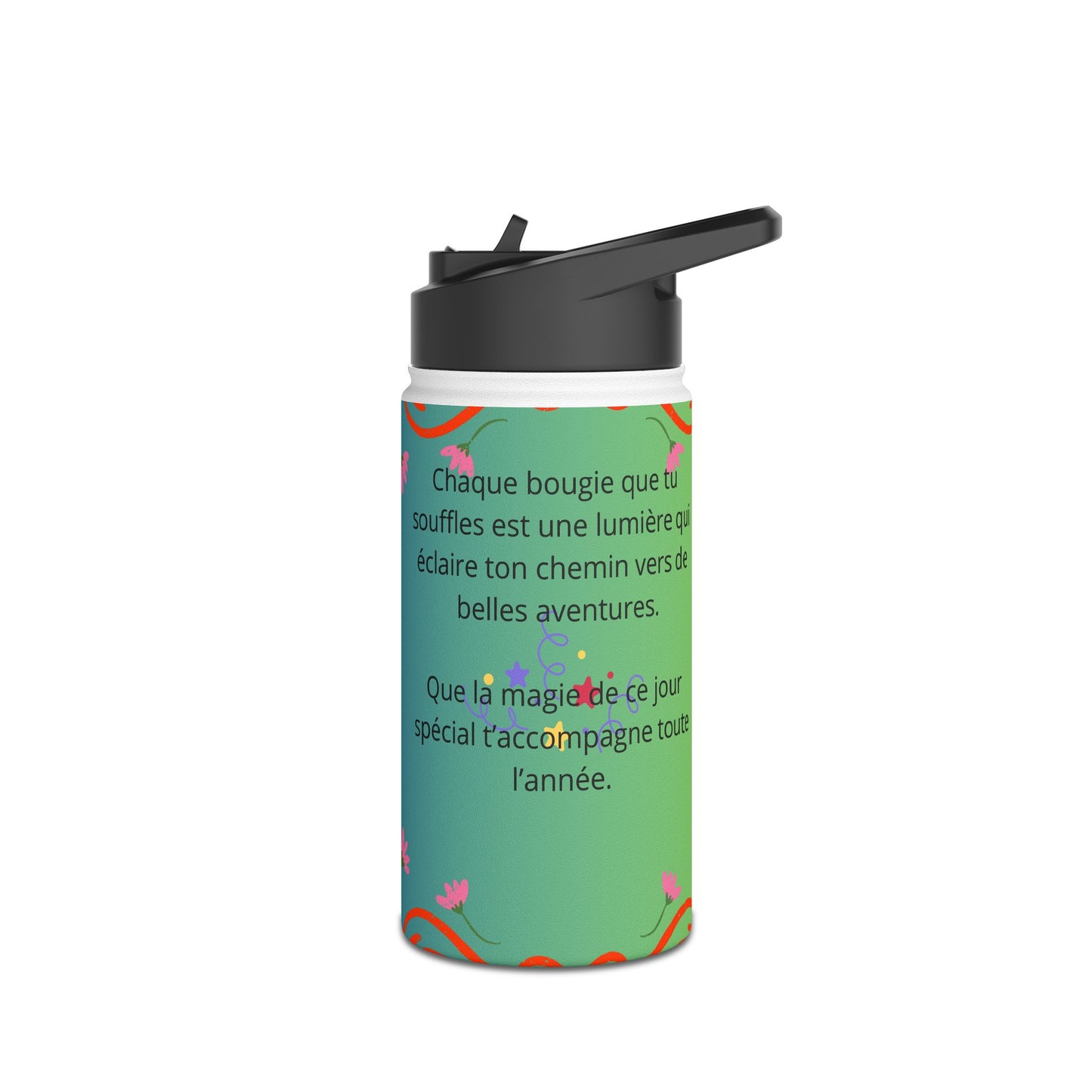 Colorful Birthday Celebration Water Bottle, Fun Hydration Gift for Kids and Adults, Personalized Party Supplies, Eco-Friendly Drinkware